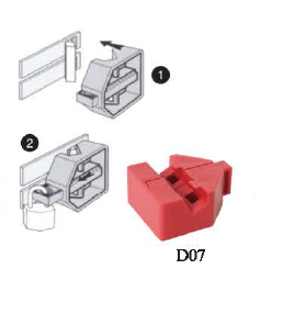 Защелкивающийся блокиратор двухполюсных миниавтоматов  BD-D07